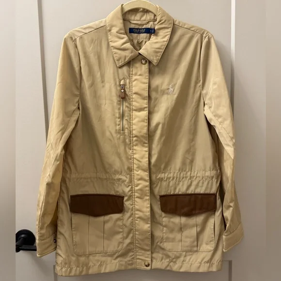 Ralph Lauren Women's Polo Golf Wind Water Resistant Beige Jacket in beige.